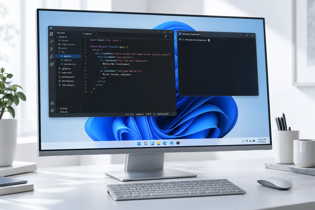 带有熟悉 Windows 风格桌面的独立工作电脑