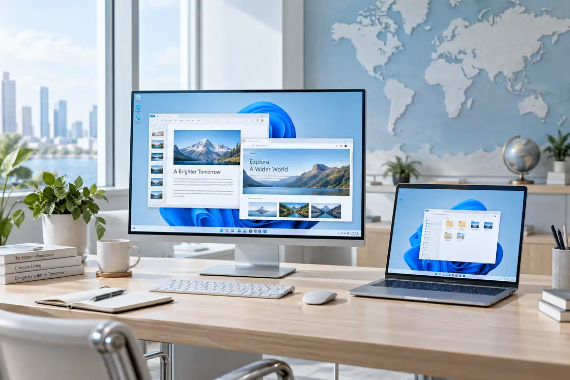 海外云电脑与国外 Windows 工作桌面的国际办公场景示意