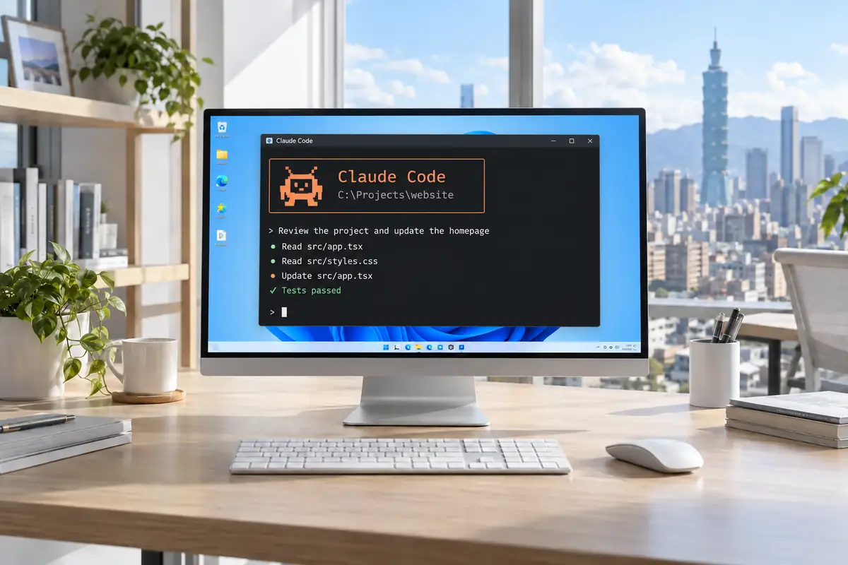 台湾 Windows 云电脑上的 Claude Code CLI 命令行开发界面示意