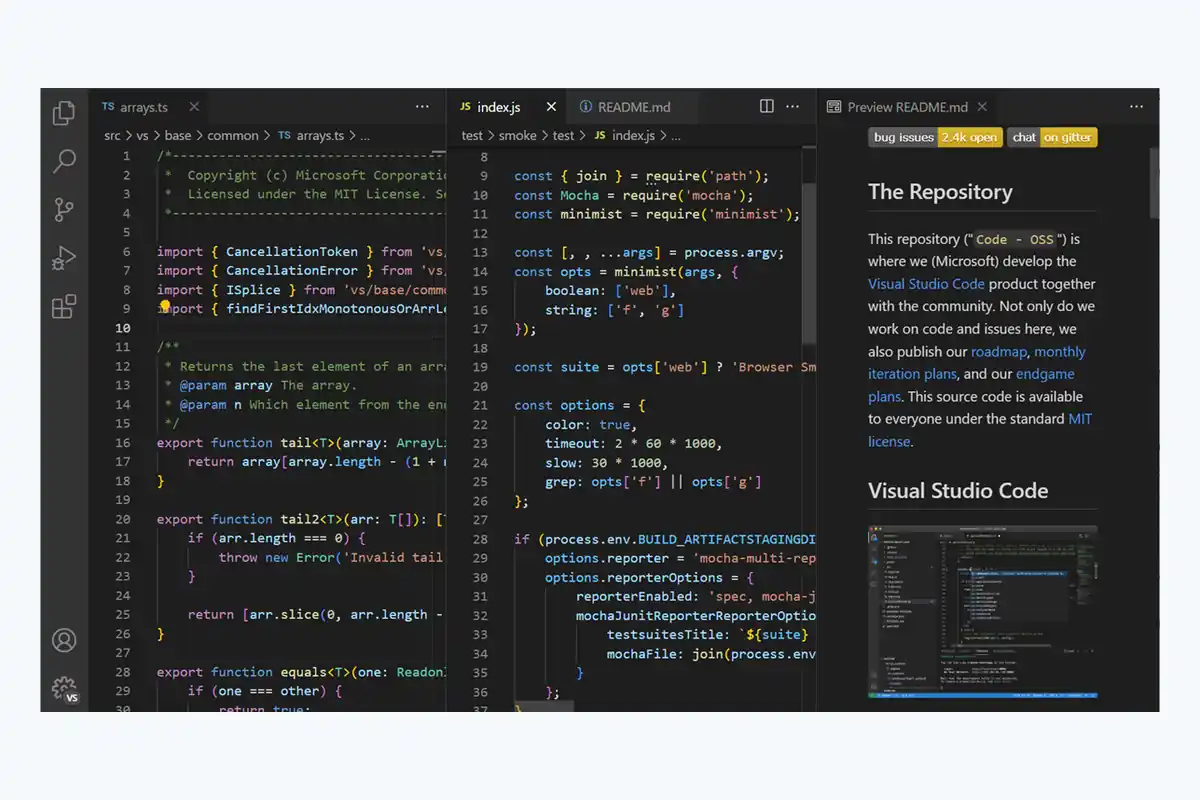 VS Code 代码编辑与项目管理界面截图